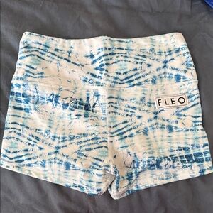 Fleo Women's White and Blue Patterned Shorts